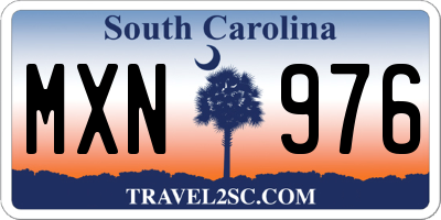 SC license plate MXN976