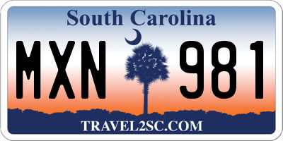 SC license plate MXN981