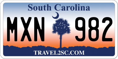 SC license plate MXN982