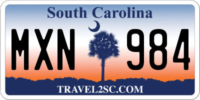 SC license plate MXN984