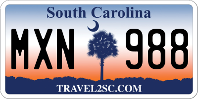 SC license plate MXN988