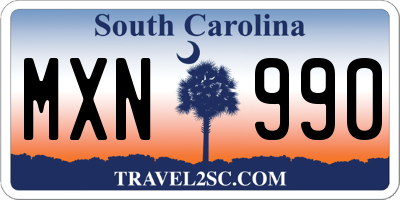 SC license plate MXN990