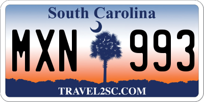 SC license plate MXN993
