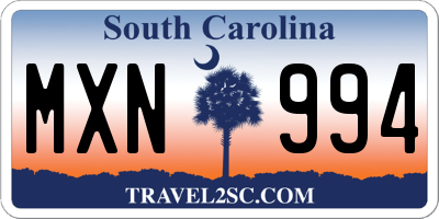 SC license plate MXN994