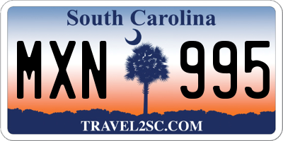 SC license plate MXN995