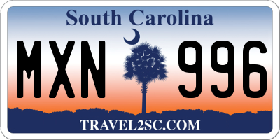 SC license plate MXN996