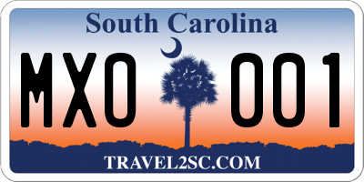 SC license plate MXO001