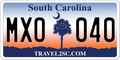 SC license plate MXO040