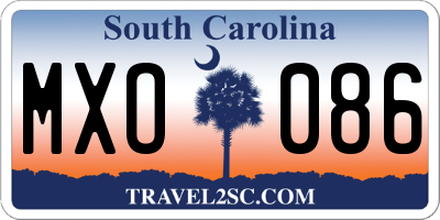 SC license plate MXO086