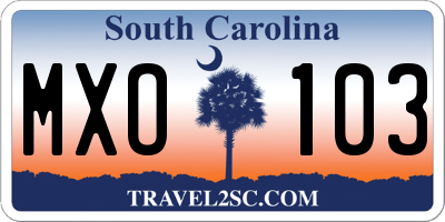 SC license plate MXO103