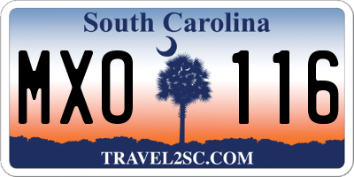 SC license plate MXO116