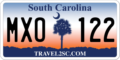 SC license plate MXO122