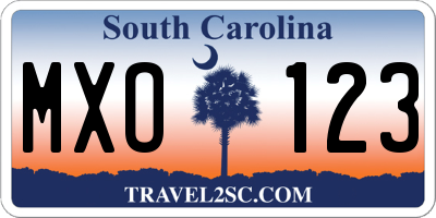 SC license plate MXO123