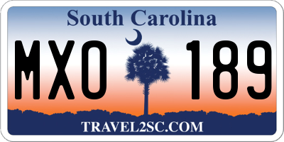 SC license plate MXO189