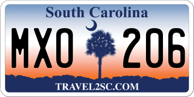 SC license plate MXO206