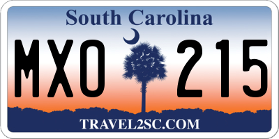 SC license plate MXO215