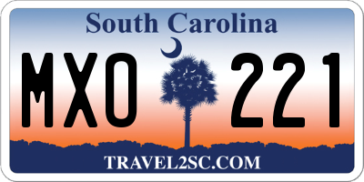 SC license plate MXO221