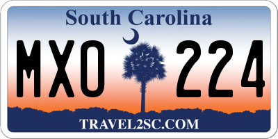 SC license plate MXO224