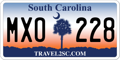 SC license plate MXO228