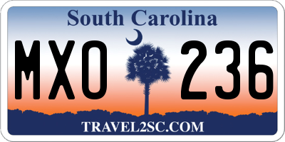 SC license plate MXO236