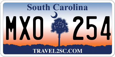 SC license plate MXO254