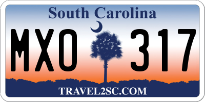 SC license plate MXO317