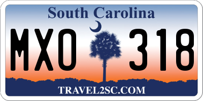 SC license plate MXO318