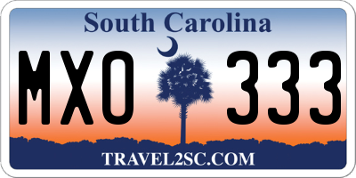 SC license plate MXO333