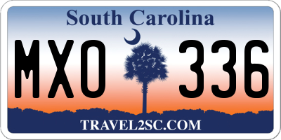 SC license plate MXO336