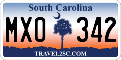 SC license plate MXO342
