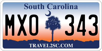 SC license plate MXO343