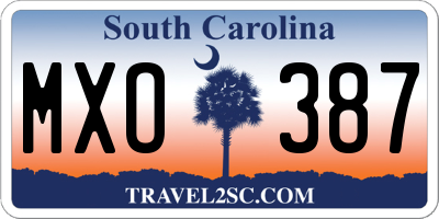 SC license plate MXO387