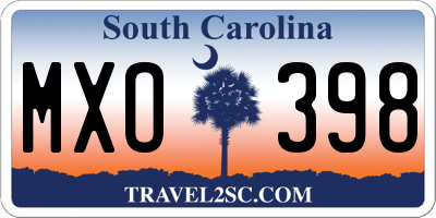 SC license plate MXO398