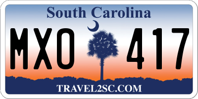 SC license plate MXO417