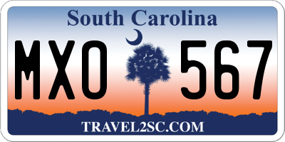 SC license plate MXO567
