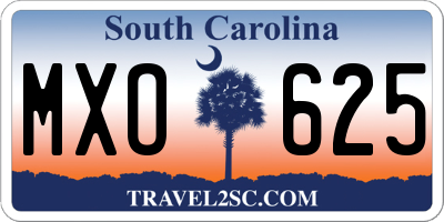SC license plate MXO625