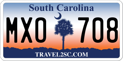 SC license plate MXO708