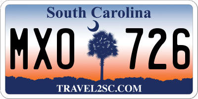 SC license plate MXO726