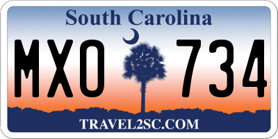 SC license plate MXO734