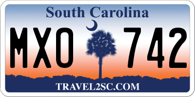 SC license plate MXO742