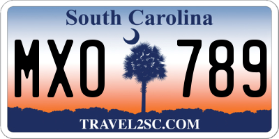SC license plate MXO789