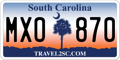 SC license plate MXO870