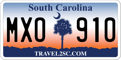 SC license plate MXO910
