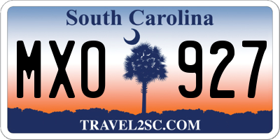 SC license plate MXO927