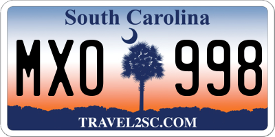 SC license plate MXO998