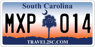 SC license plate MXP014
