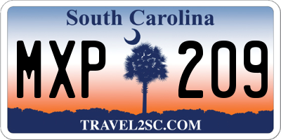 SC license plate MXP209