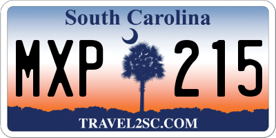 SC license plate MXP215