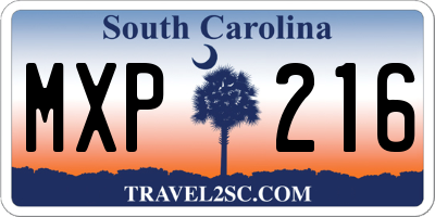 SC license plate MXP216