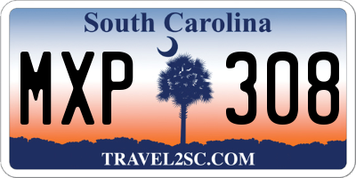 SC license plate MXP308